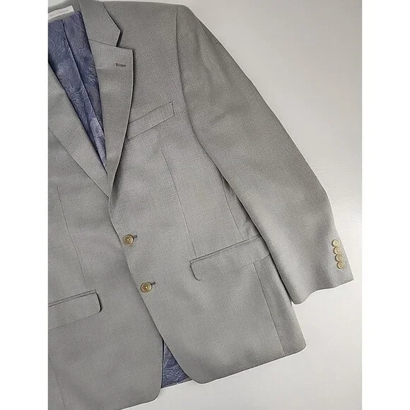Chaps 40R | Solid Light Gray Sport Coat Blazer Jacket Minimalist Modern Dapper - Picture 5 of 8